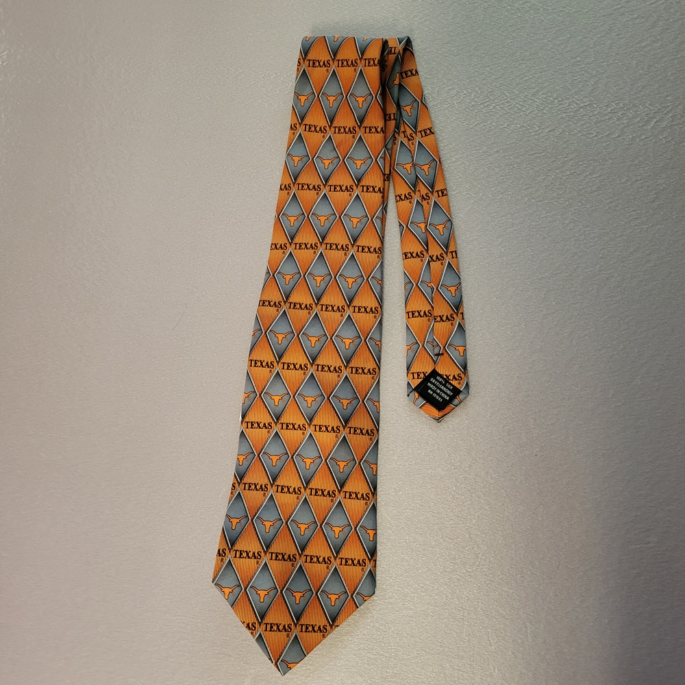University Of Texas Orange and Gray Silk Tie.‎